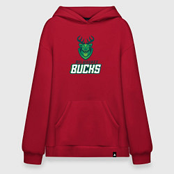 Толстовка-худи оверсайз Milwaukee Bucks NBA, цвет: красный