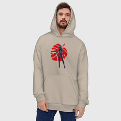 Толстовка-худи оверсайз Девушка на фоне монстеры, цвет: миндальный — фото 2