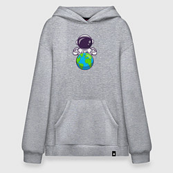 Толстовка-худи оверсайз Моя земля, цвет: меланж