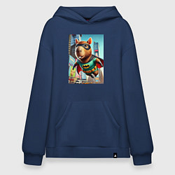 Толстовка-худи оверсайз Бэткапи летит над улицей Нью-Йорка, цвет: тёмно-синий