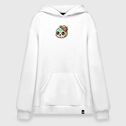 Толстовка-худи оверсайз Череп в сомбреро, цвет: белый