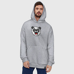 Толстовка-худи оверсайз Angry panda, цвет: меланж — фото 2