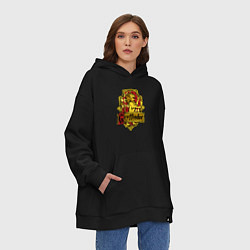 Толстовка-худи оверсайз Hogwarts - gryffindor logo, цвет: черный — фото 2