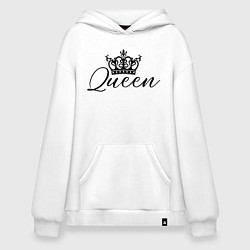 Толстовка-худи оверсайз The Queen with the crown - couple print, цвет: белый