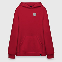 Толстовка-худи оверсайз Серый милый котик для пары, цвет: красный