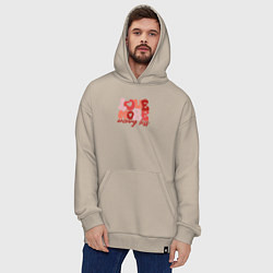 Толстовка-худи оверсайз Love more worry less, цвет: миндальный — фото 2