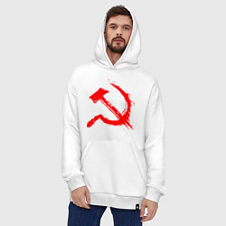 Толстовка-худи оверсайз Sickle and hammer red paint, цвет: белый — фото 2