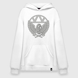 Толстовка-худи оверсайз Железнодорожные войска: эмблема, цвет: белый