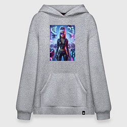 Толстовка-худи оверсайз Cyber girl Barbie - neon glow, цвет: меланж