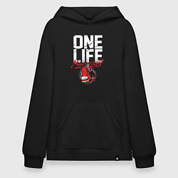 Толстовка-худи оверсайз One life many fight, цвет: черный