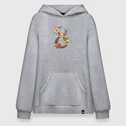 Толстовка-худи оверсайз 8 в цветах, цвет: меланж