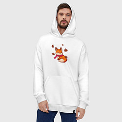 Толстовка-худи оверсайз Осенняя лисичка, цвет: белый — фото 2