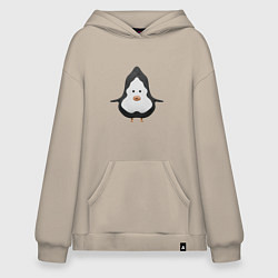 Толстовка-худи оверсайз Cartoon penguin character, цвет: миндальный