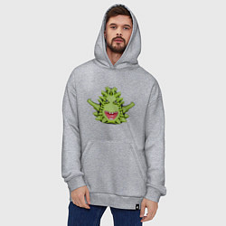 Толстовка-худи оверсайз Cartoon monster with spikes green, цвет: меланж — фото 2