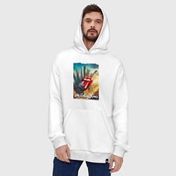 Толстовка-худи оверсайз Rolling Stones - logo-guitar, цвет: белый — фото 2