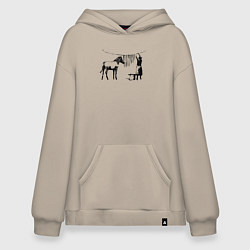 Толстовка-худи оверсайз Banksy zebra, цвет: миндальный