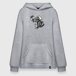 Толстовка-худи оверсайз Пивной скелетик, цвет: меланж