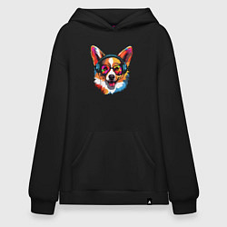 Толстовка-худи оверсайз Music dog, цвет: черный