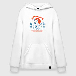 Толстовка-худи оверсайз Сиба ину , Японский стиль, цвет: белый