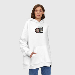 Толстовка-худи оверсайз Поддержите уличных котов, цвет: белый — фото 2