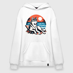 Худи оверсайз Хаски отдыхает на пляже