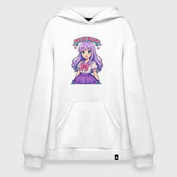 Толстовка-худи оверсайз Билли Айлиш аниме стиль, цвет: белый