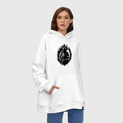 Толстовка-худи оверсайз Пожарный в огне, цвет: белый — фото 2