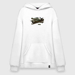 Толстовка-худи оверсайз Бомбардиро крокодило, цвет: белый