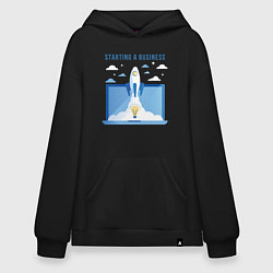 Толстовка-худи оверсайз Business взлетаем, цвет: черный