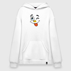 Толстовка-худи оверсайз Позитивный смайлик, цвет: белый