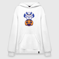 Толстовка-худи оверсайз Halloween owl, цвет: белый