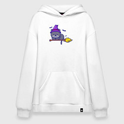 Толстовка-худи оверсайз Cat witch, цвет: белый