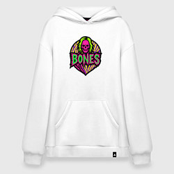 Толстовка-худи оверсайз Bones кислотный череп, цвет: белый