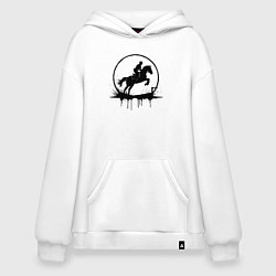 Толстовка-худи оверсайз Скакун в круге, цвет: белый