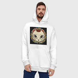 Толстовка-худи оверсайз Радужный Дандадан, цвет: белый — фото 2