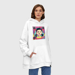 Толстовка-худи оверсайз Смертоносная кукла - Ojing-eo Geim, цвет: белый — фото 2