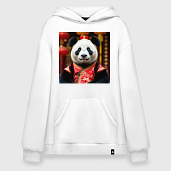 Толстовка-худи оверсайз Императорская панда, цвет: белый