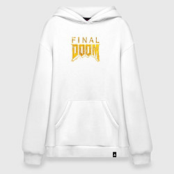 Толстовка-худи оверсайз Doom final gold logo, цвет: белый
