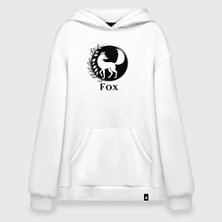 Толстовка-худи оверсайз Лиса в круге, цвет: белый