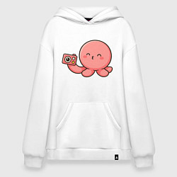 Толстовка-худи оверсайз Такопи с фотоаппаратом, цвет: белый