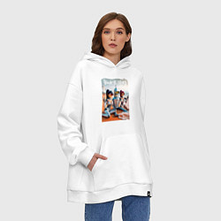 Толстовка-худи оверсайз Бендер с двумя подругами на летнем пляже, цвет: белый — фото 2