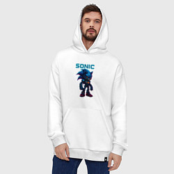 Толстовка-худи оверсайз Sonic cyberpunk, цвет: белый — фото 2