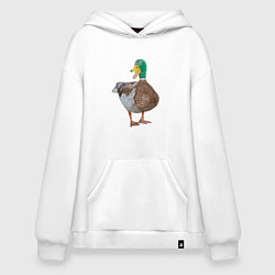 Толстовка-худи оверсайз Утка селезень, цвет: белый