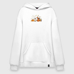 Худи оверсайз Лиса с тыквами и фонарём