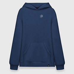 Толстовка-худи оверсайз Христос воскресе белый узор, цвет: тёмно-синий