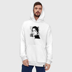 Толстовка-худи оверсайз Саша Грей в стиле арт, цвет: белый — фото 2