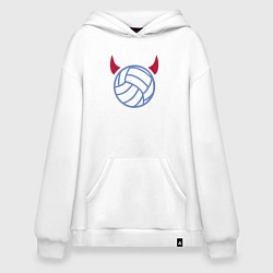Толстовка-худи оверсайз Volleyball devil, цвет: белый