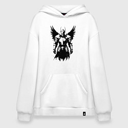 Толстовка-худи оверсайз Черный рыцарь с крыльями, цвет: белый