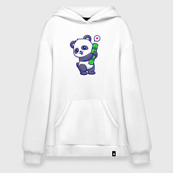 Толстовка-худи оверсайз Бабмуковая милая панда, цвет: белый