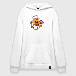 Толстовка-худи оверсайз Повар батон, цвет: белый